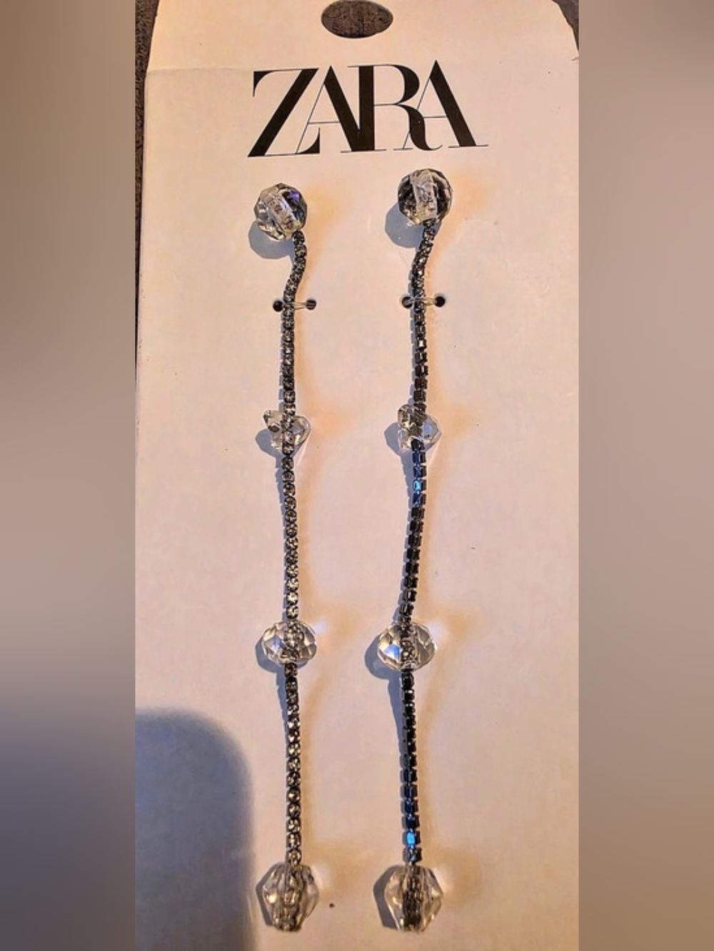 Zara Long Chain Drop Earrings in Silver